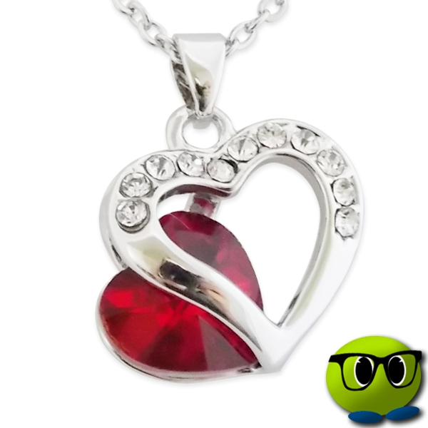 Collier Pendentif En Cœur Et Cristal Rouge - Mrbulle 3 Collier Pendentif En Cœur Et Cristal Rouge - Mrbulle
