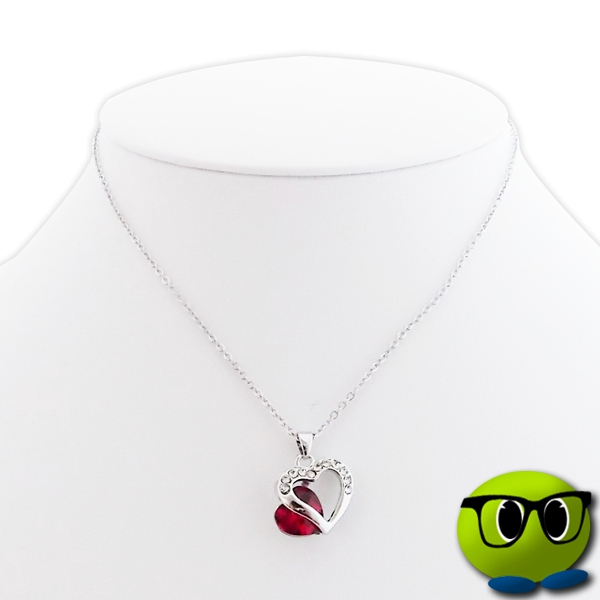 Collier Pendentif En Cœur Et Cristal Rouge - Mrbulle 4 Collier Pendentif En Cœur Et Cristal Rouge - Mrbulle – Image 2