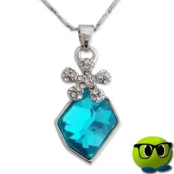 Tour De Cou Argenté Sautoir Anneau Et Pierre Précieuse Bleue - Mrbulle