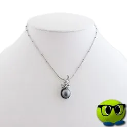 Collier Chic à Pendentif Argenté Et Perle Grise - Mrbulle -Magasin De Décoration 5080 photo