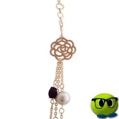 Sautoir En Argent Avec Des Fleurs Et Des Perles - Mrbulle -Magasin De Décoration 5177 photo