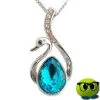 Joli Collier Argenté Avec Un Pendentif Cygne Bleu Turquoise Et Strass - Mrbulle -Magasin De Décoration 5632 photo