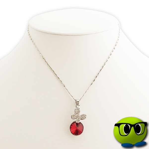 Collier Splendide Argenté Papillon Et Fausse Pierre Rouge - Mrbulle 4 Collier Splendide Argenté Papillon Et Fausse Pierre Rouge - Mrbulle – Image 2