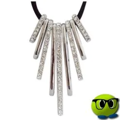 Magnifique Collier Long Avec Pendentif Argenté Strass - Mrbulle -Magasin De Décoration 5729 photo