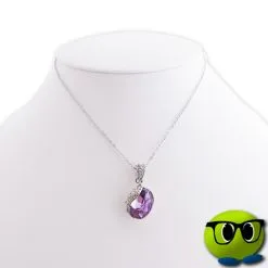 Collier Rayonnant à Pendentif Strass Et Fausse Pierre Mauve - Mrbulle -Magasin De Décoration 5748 photo