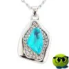 Collier à Pendentif Argenté Strass Et Fausse Pierre Bleue Turquoise - Mrbulle -Magasin De Décoration 5949 photo