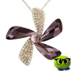 Brillant Collier à Fleur Strass Et Fausse Pierre Violette - Mrbulle