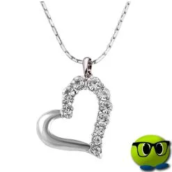 Collier Pendentif Coeur Strass Argenté - Mrbulle