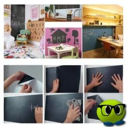 Tableau Noir Autocollant Avec Des Craies - Mrbulle -Magasin De Décoration 7269 photo